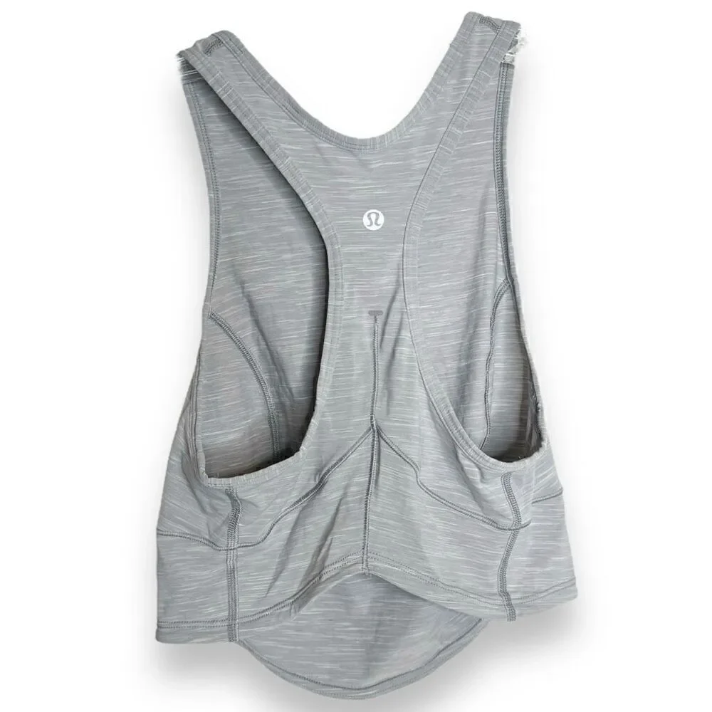Lululemon Power Thru Crop Tank Top Heathered Rhino Grey Racerback Women's Size 4